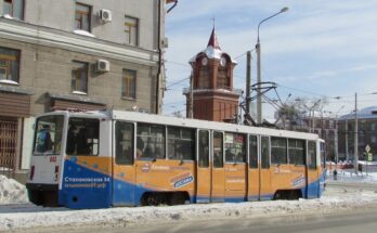 Реклама на трамвае Альманах сантехники г. Пермь